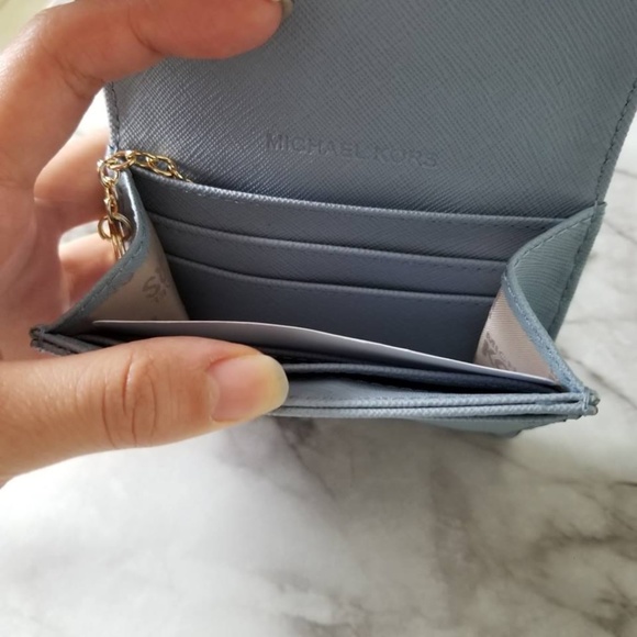 NWT Michael Kors Light Blue Card Holder Wallet - Picture 6 of 6